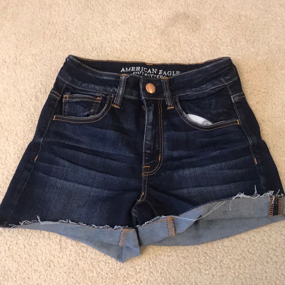 High waisted cuffed jean shorts